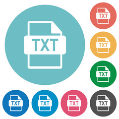 TXT file format flat round icons