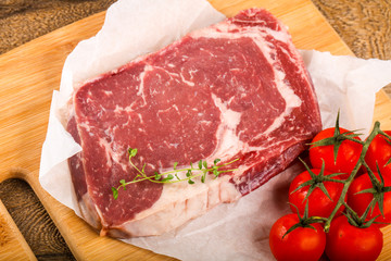 Raw ribeye steak