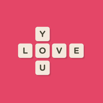 Love message written with tiles vector illustration
