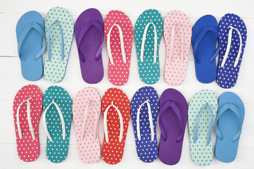 colorful sandals isolated on white background