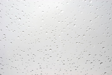 Drops on glass. Background of water droplets on window.
