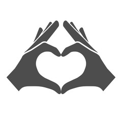 Hands making or formatting a heart symbol icon