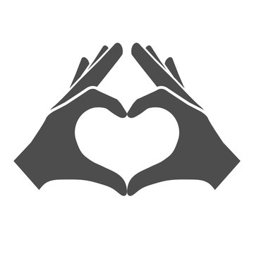 Hands making or formatting a heart symbol icon