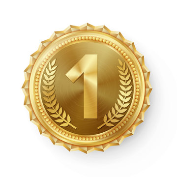 Golden medal with number one sign Stock Vector by ©polesovsky 46700167