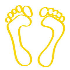 Handgezeichnete Fußabdrücke in gelb