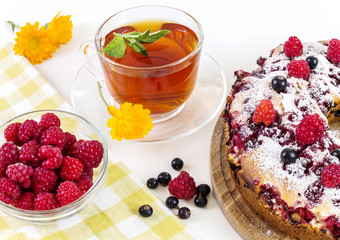 Image with pie and raspberry