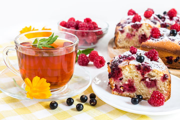 Image with pie and raspberry
