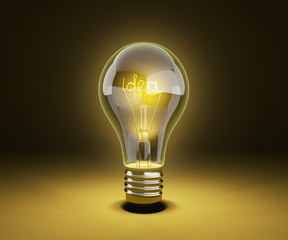 Idea light bulb on darck background 3d render
