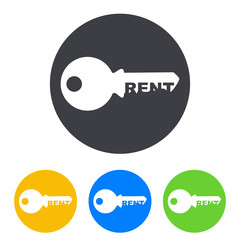 Logotipo RENT espacio negativo llave en circulo varios colores