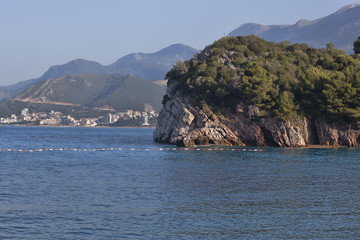 Picturesque coastline near the island of Sveti Stefan