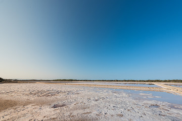 Landscape of the salt flats of the island of Formentera. Spain