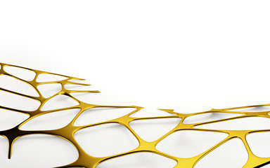 Obraz premium Abstrakcjonistyczny złocisty geometryczny tło z przestrzenią. Renderowanie 3D