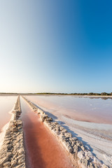 Water channel in the salt flats of the island of Formentera. Spain