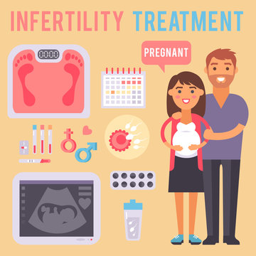 Infertility Pregnancy Problems Medical Maternity Vector Signs Treatment Fertilization Processes Infographic Tools