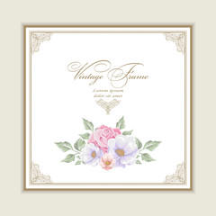 Greeting card with bouquet flowers for wedding, birthday and other holidays. Vector Floral  frame
