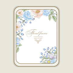 Vector Greeting card with bouquet flowers for wedding, birthday and other holidays. Floral  frame 