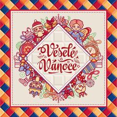 Obraz premium Vesele Vanoce. Vector. Czech language. Warm 