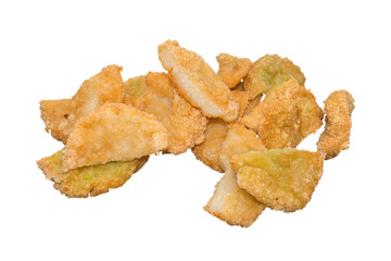 Tempura, Batter fried vegetables, Isolated on white background with clipping path.