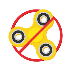 Fidget spinner forbidden sign, symbol. Vector flat design illustration.