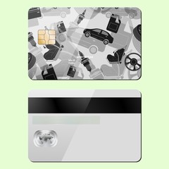 Bank card repair topics. Sample design template isolated on a light background. Front and back side.