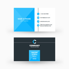 Creative and clean double-sided business card vector template. Flat design vector mockup. Stationery design