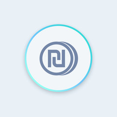 shekel coin icon, israeli currency sign, vector illustration