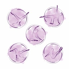 Set of abstract pilates poses