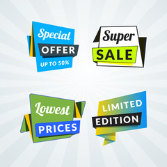 Set of sale banners and labels. Design elements for promotion. Vector illustration