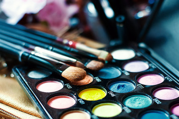 make-up palette and brushes