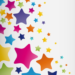 Stars background, abstract design pattern, colorful elements on a white background.