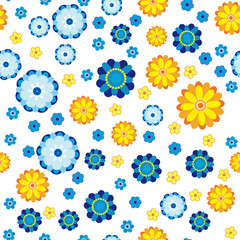 Floral pattern made in flowers on a white background, seamless illustration.