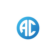 Initial letter AC, rounded letter circle logo, modern gradient blue color	
 
