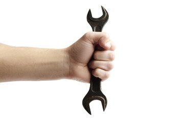Fototapeta premium hand hold spanner tool in hand