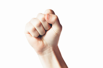 clenched fist held in protest