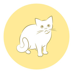 Line Art Vector Illustration of A House Cat Sitting Down
