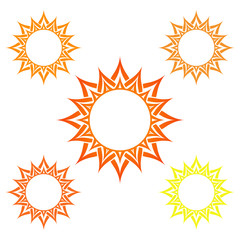 Set of abstract yellow sun icon.