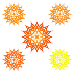 Set of abstract yellow sun icon.