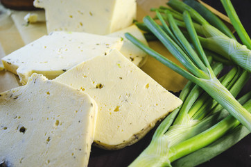 Homemade brynza with garlic