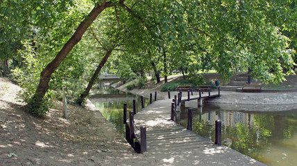Plakat Wooden way under the water in City Park, Budapest, Hungary