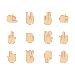 Vector set of hand gestures icons. Sign language.