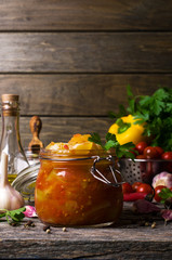 Pickled peppers in tomato sauce