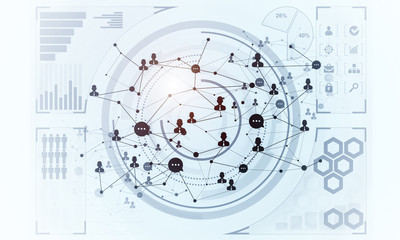 Lines and dots as networking idea drawn on white background