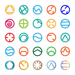 business brand company circle logo icon set