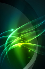 Vector glowing wave, smoke