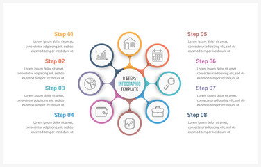 Circle Infographics Template with Eight Elements