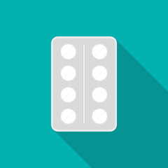 Pills pack. Vector blister package of pills icon. 