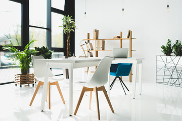 interior of modern office with white walls