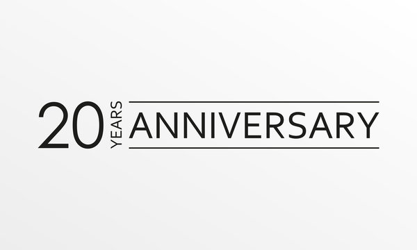 20 years anniversary emblem. Anniversary icon or label. 20 years celebration and congratulation design element. Vector illustration.