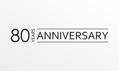 80 years anniversary emblem. Anniversary icon or label. 80 years celebration and congratulation design element. Vector illustration.