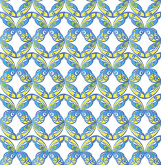 Seamless ornament with decorative scales in blue. Decorative ornament backdrop for fabric, textile, wrapping paper